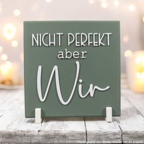 Statement Schild Nicht perfekt aber wir 3D Druck